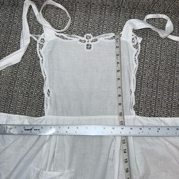 Handmade Battenburg Vintage Linen Apron Victorian Maid size M/L - Picture 6 of 12